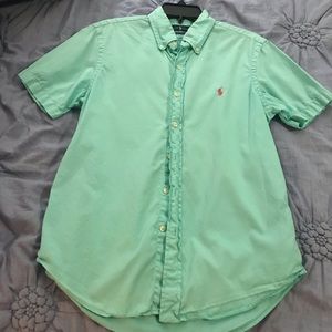 Ralph Lauren, button up shirt, small, 100% cotton, color aqua.